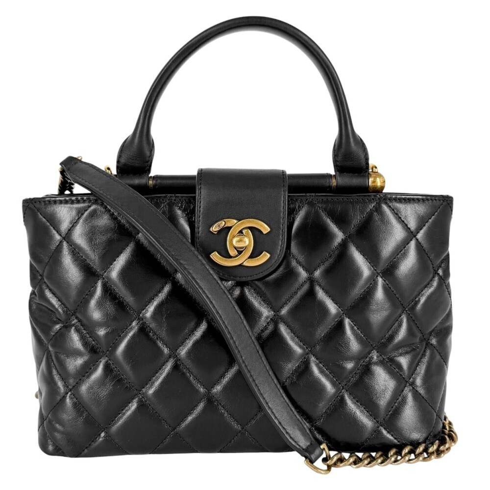 Chanel Women's Matelassé Turnlock Shoulder Bag Handbag Crossbody Coco Mark CH...